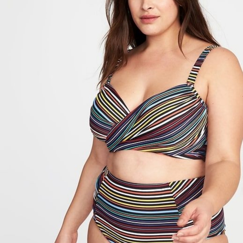 Old navy striped wrap bikini top